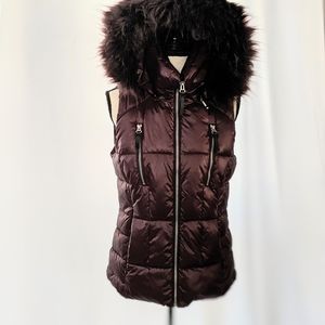 Marc New York Fur Trim Hooded Puffer Vest